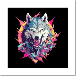 wolf face Posters and Art